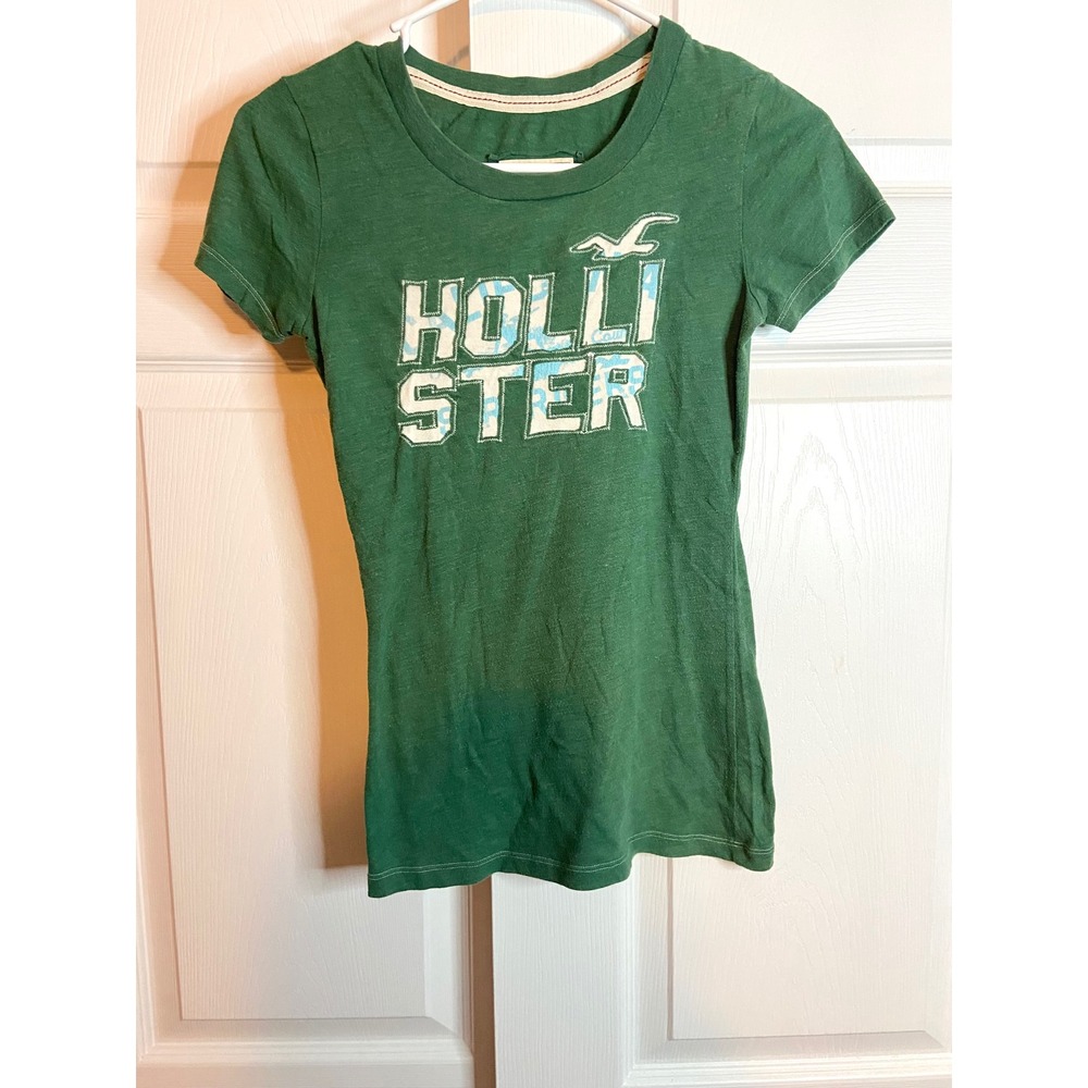 Y2K Hollister California Green Graphic Logo T-Shirt Medium Short Sleeve Tee